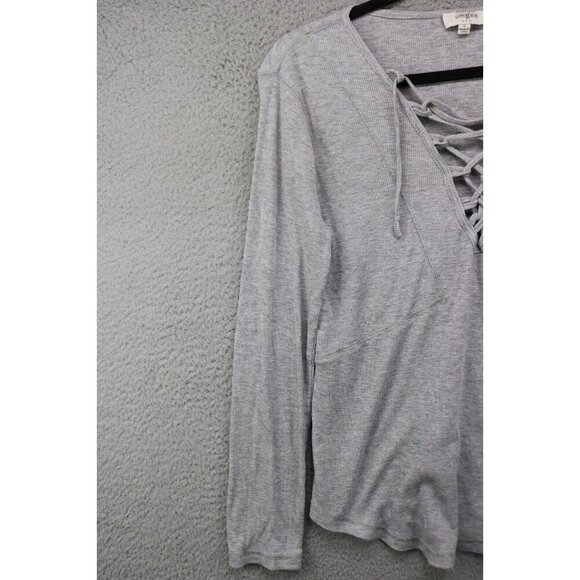 Umgee Long Sleeve Waffle Knit Lace-UpTunic Top-Size Small-Boho - Picture 4 of 10